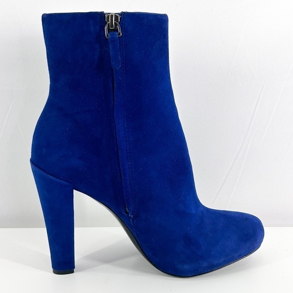 Theory Debra Bright Cobalt Blue Suede Heeled Booties size 8.5 - Picture 5 of 8